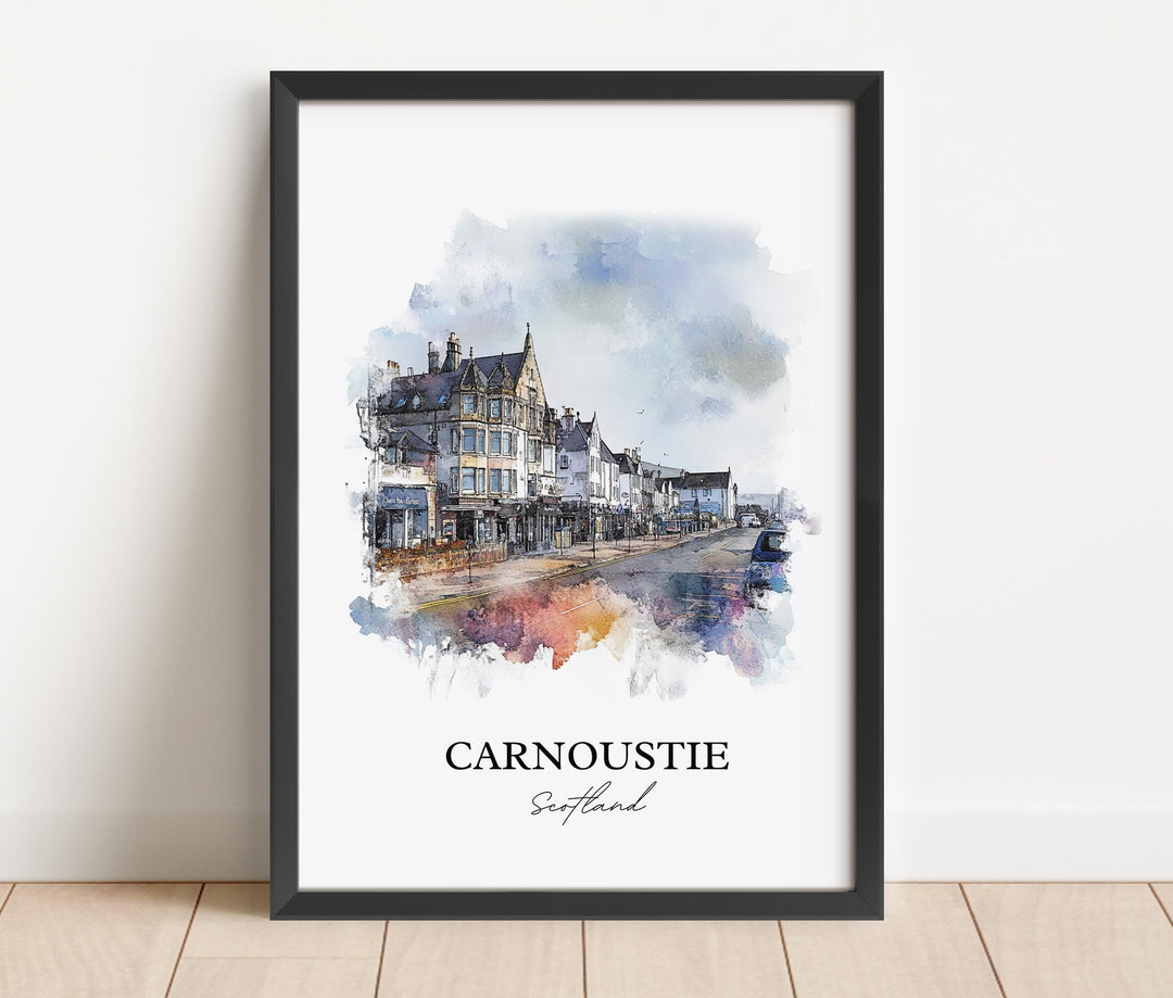 Carnoustie Wall Art, Scotland Print, Scotland Watercolor Art, Carnoustie Scotland Gift, Travel Print, Travel Poster, Housewarming Gift
