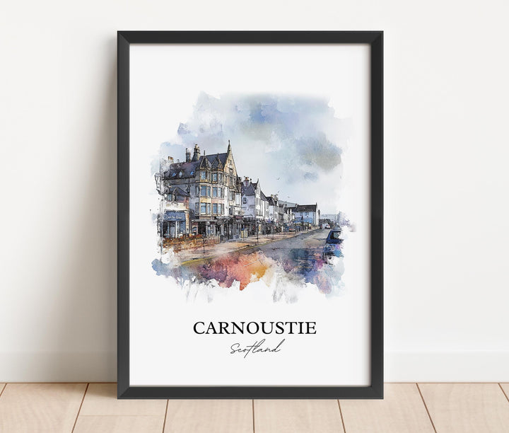 Carnoustie Wall Art, Scotland Print, Scotland Watercolor Art, Carnoustie Scotland Gift, Travel Print, Travel Poster, Housewarming Gift