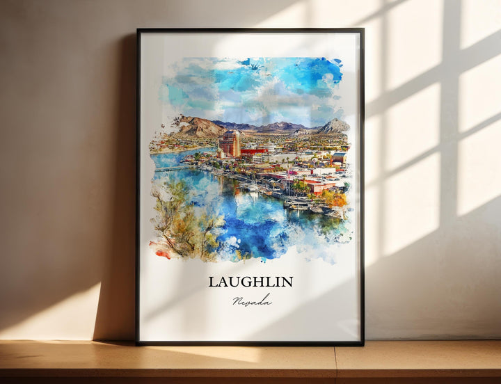 Laughlin NV Wall Art, Clark County Nevada Print, Nevada Watercolor Art, Laughlin Nevada Gift, Travel Print, Travel Poster, Housewarming Gift