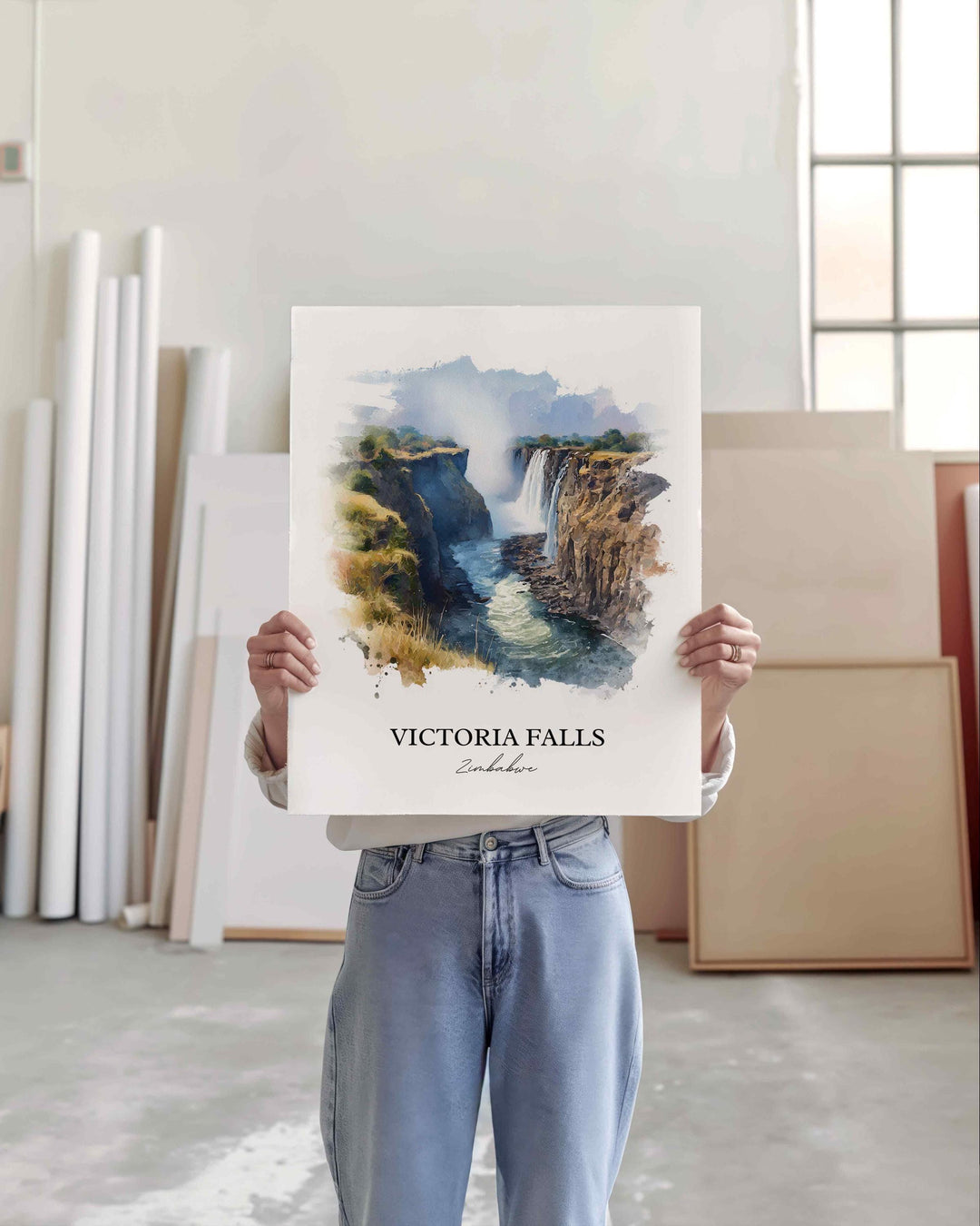 Victoria Falls, Zimbabwe – Watercolor Art Print