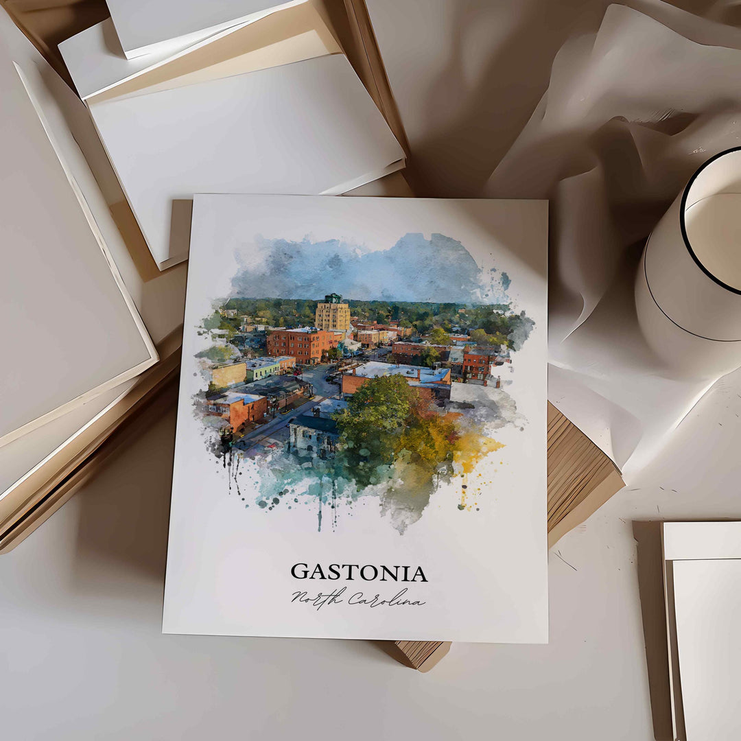 Gastonia, North Carolina – Watercolor Art Print