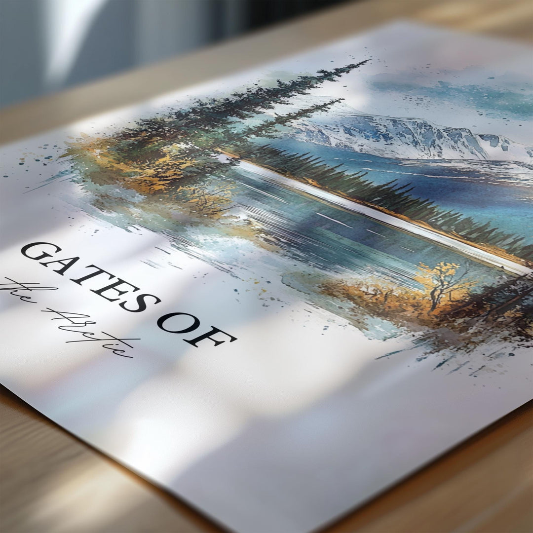 Gates of the Arctic Wall Art, Alaska Print, Alaska Watercolor Art, Gates of the Arctic Gift, Travel Print, Travel Poster, Housewarming Gift