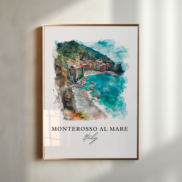 Monterosso al Mare Art, La Spezia Print, Cinque Terre Watercolor, Northern Italy Gift,