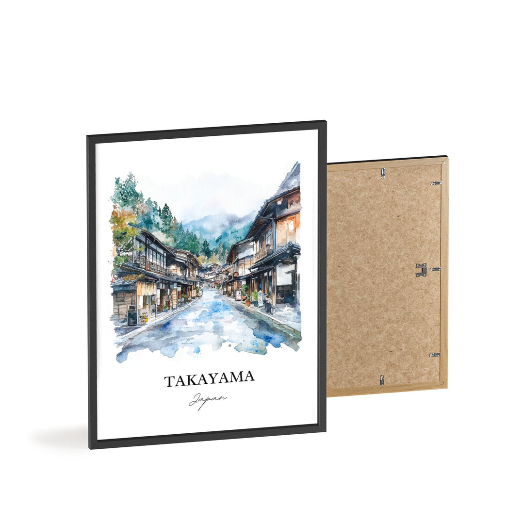 Takayama Wall Art, Takayama Japan Print, Gifu Prefecture Watercolor Art, Takayama Gift, Travel Print, Travel Poster, Housewarming Gift
