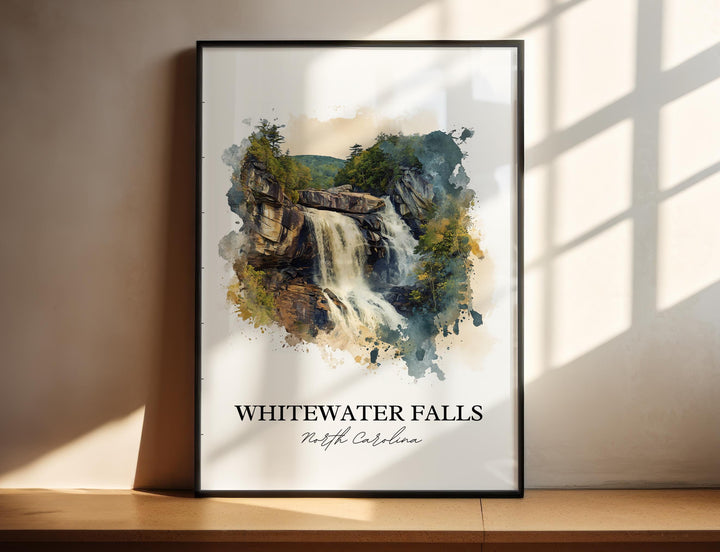 Whitewater Falls Wall Art, Cashiers NC Print, North Carolina Artwork, Whitewater Falls Gift, Travel Print, Travel Poster, Housewarming Gift