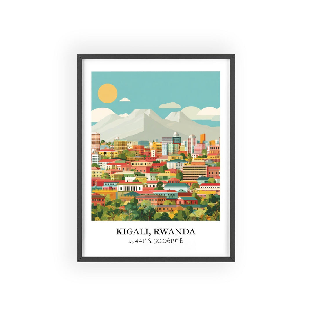 Kigali Rwanda Art, Kigali Retro Travel Art, Kigali Home Decor, Kigali Rwanda Gift, Rwanda Travel Art, Travel Prints, Housewarming Gift