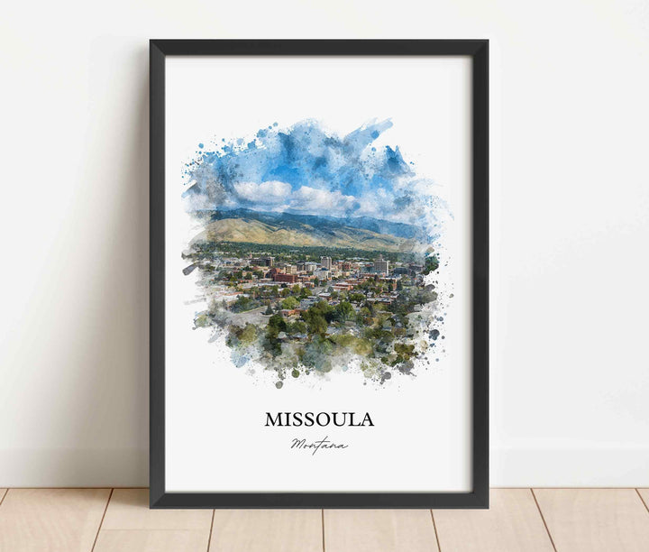 Missoula MT Wall Art, Missoula Print, Missoula Watercolor Art, Missoula Montana Gift, Travel Print, Travel Poster, Housewarming Gift