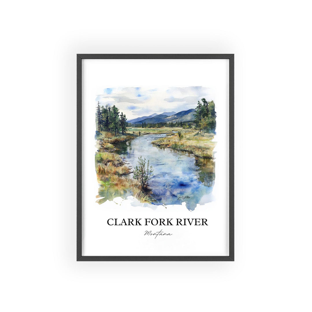 Clark Fork River, USA – Watercolor Art Print