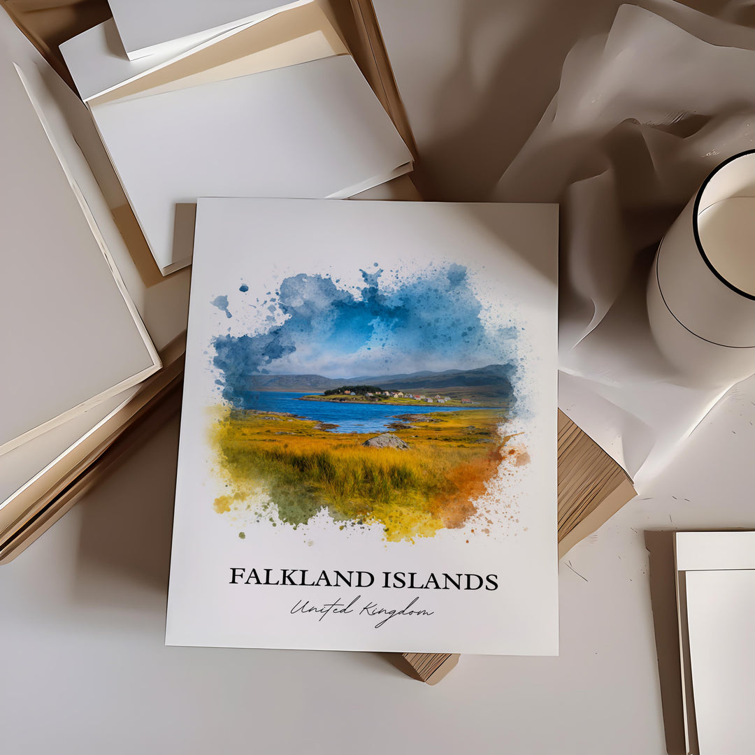 Falkland Islands Art, Islas Malvinas Print, UK Artwork, Falkland Islands Gift, Falkland Travel Print, Travel Poster, Housewarming Gift