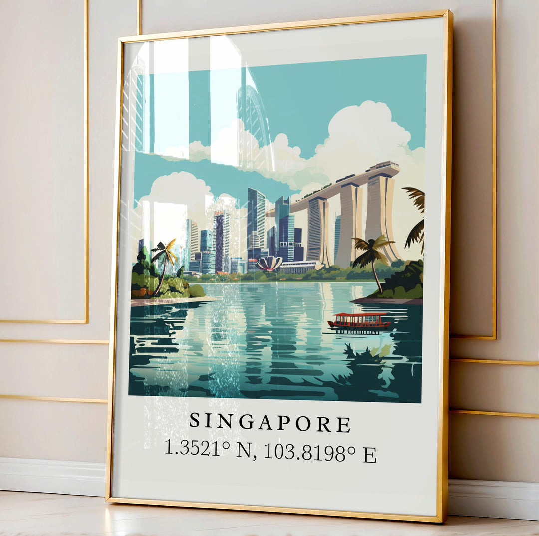 Singapore wall art - Singapore poster, Singapore Wedding gift, Singapore Skyline present, Custom Text, Personalised Gift