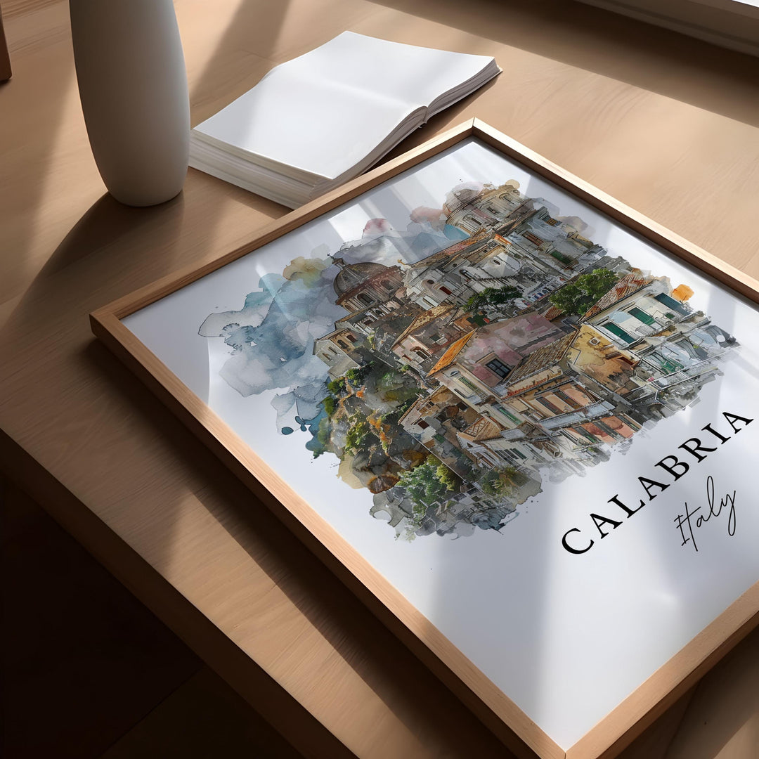 Calabria Italy Wall Art, Calabria Print, Calabria Watercolor Art, Calabria Italia Gift, Travel Poster, Housewarming Gift