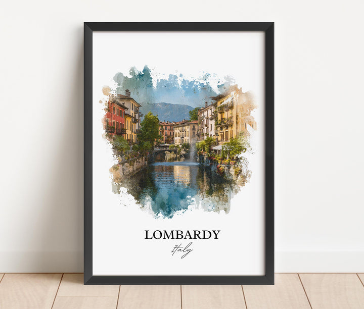 Lombardy Italy Wall Art, Lombardy Print, Italy Watercolor Art, Lombardy Italy Gift, Lombardy Travel Print, Travel Poster, Housewarming Gift