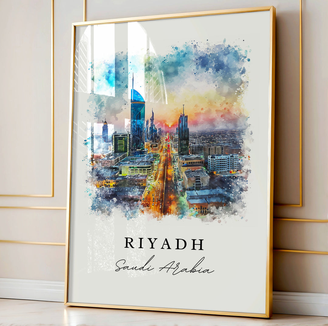 Riyadh wall art - Saudi Arabia, Riyadh print, Riyadh Skyline gift, Birthday present, Custom Text, Perfect Gift