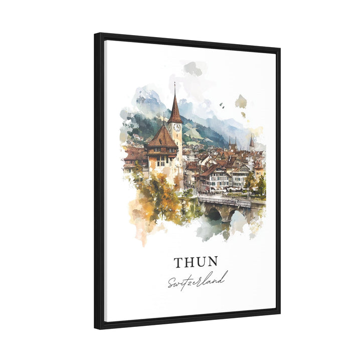 Thun Switzerland Wall Art, Thun Print, Thun Switzerland Watercolor, Bernese Oberland Gift,