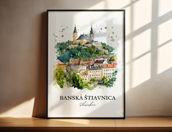 Banska Stiavnica Wall Art, Slovakia Print, Slovakia Watercolor Art, Banska Stiavnica Gift, Travel Print, Travel Poster, Housewarming Gift