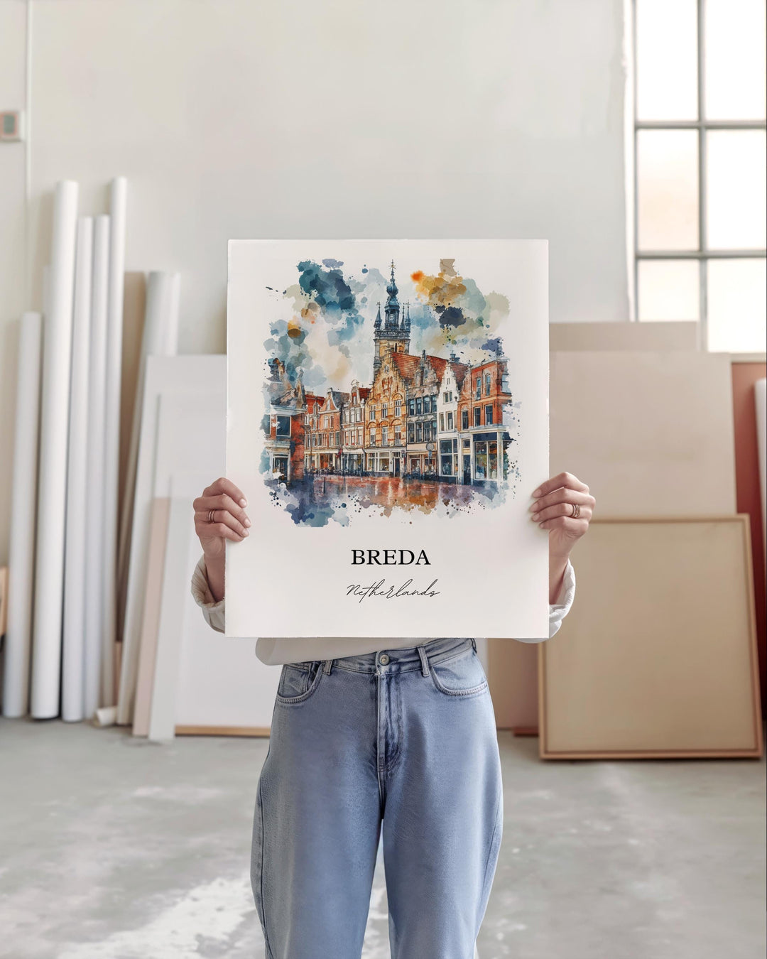 Breda Netherlands Wall Art, North Brabant Print, Netherlands Watercolor Art, Breda Gift, Travel Print, Travel Poster, Housewarming Gift