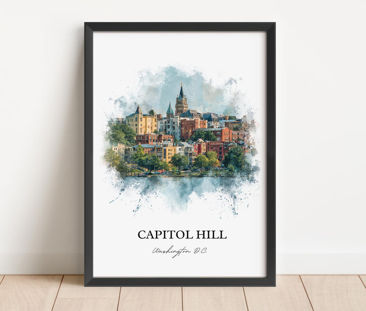 Capitol Hill, Washington DC – Watercolor Art Print