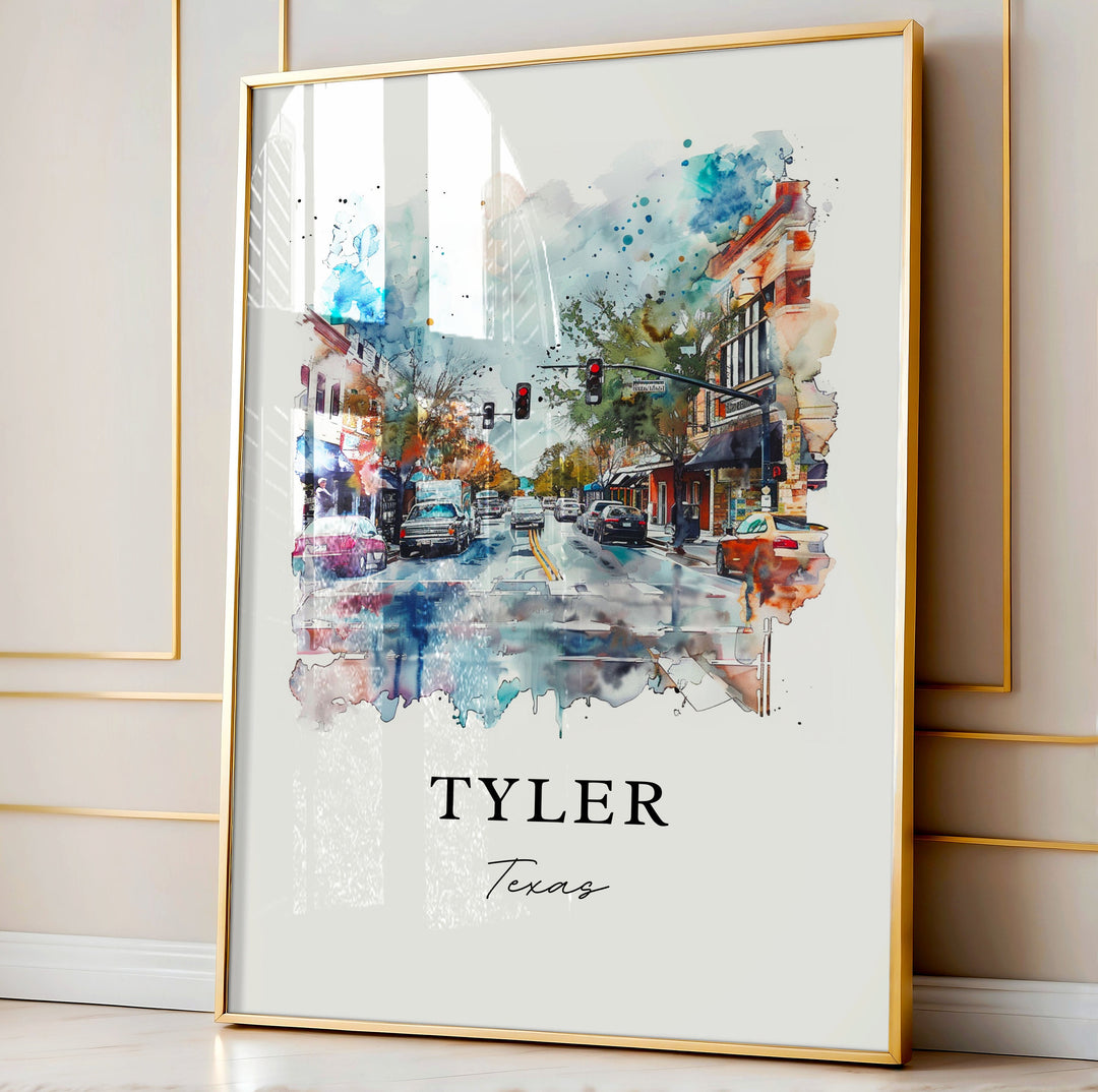 Tyler Texas Wall Art, Tyler TX Print, Tyler Texas Watercolor Art, Tyler Texas Art Gift,