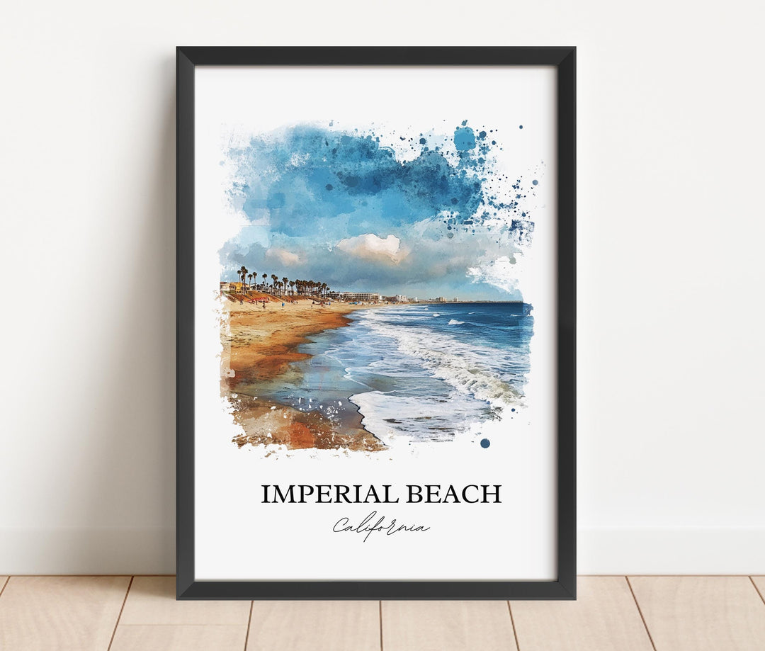 Imperial Beach CA Wall Art, San Diego Print, SoCal Watercolor Art, Imperial Beach Gift, Travel Print, Travel Poster, Housewarming Gift