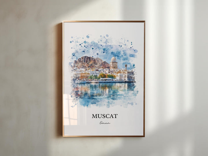 Muscat Oman Wall Art, Muscat Print, Oman Watercolor Art, Muscat Oman Gift, Travel Print, Travel Poster, Housewarming Gift