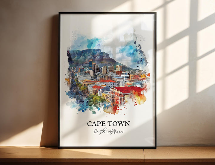 Cape Town Wall Art, Cape Town Print, South Africa Watercolor Art, Cape Town Gift, Travel Print, Travel Poster, Housewarming Gift
