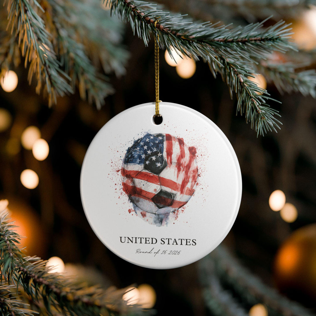 USA Soccer Ornament 2026 | Round of 16 Football Fan Keepsake, USA Christmas Ornament