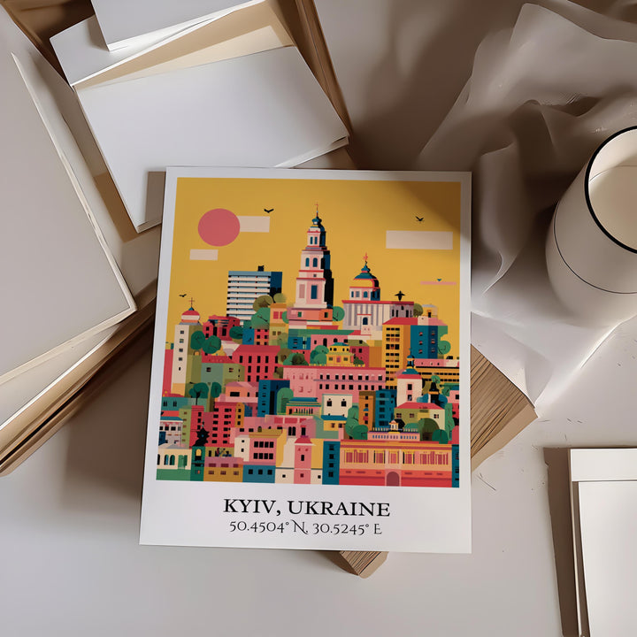 Kyiv Art, Kyiv Retro Travel Art, Kyiv Ukraine Home Decor, Ukraine Gift, Ukraine Travel Art, Travel Prints, Housewarming Gift