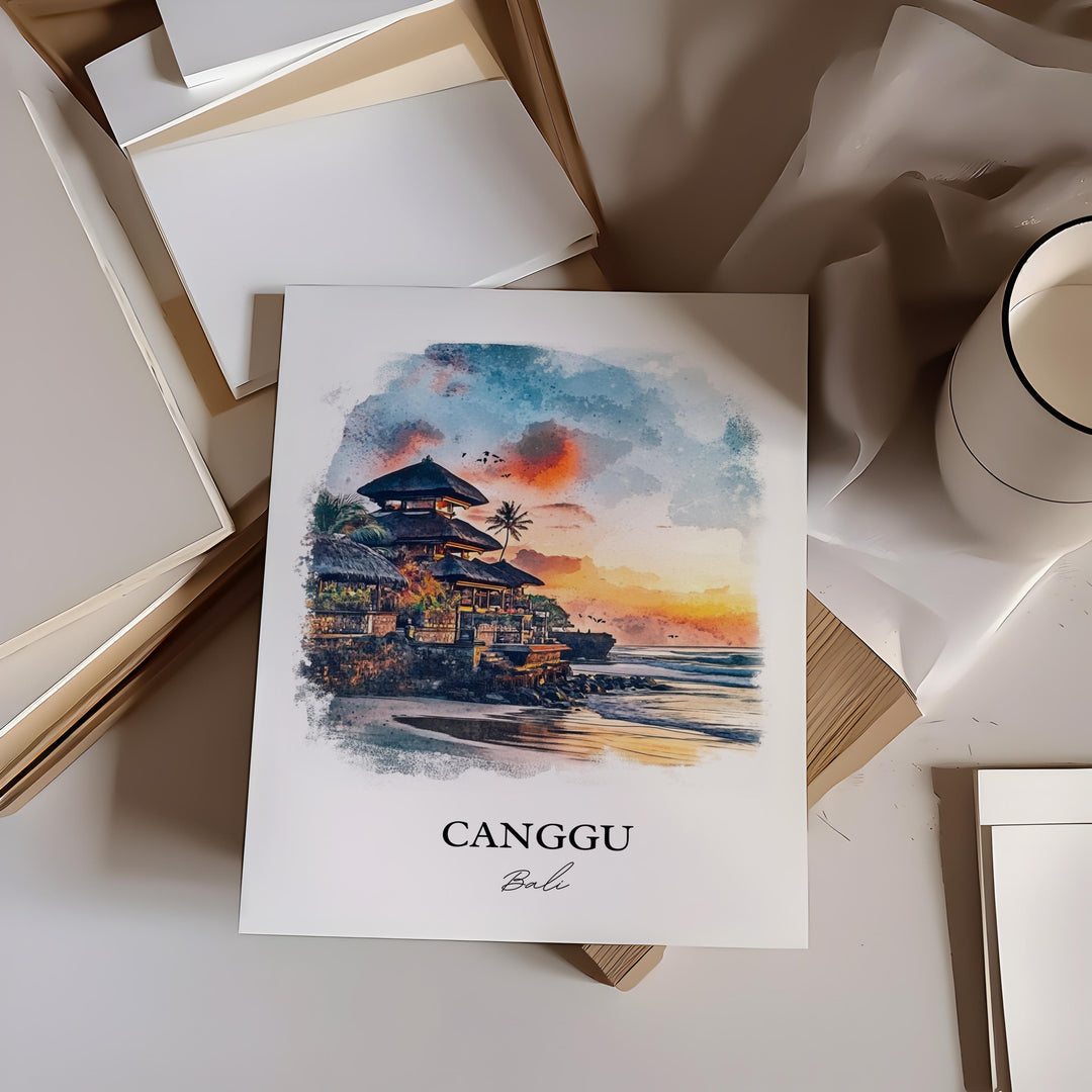 Canggu Wall Art, Bali Print, Bali Watercolor Art, Canggu Bali Gift, Travel Print, Travel Poster, Housewarming Gift