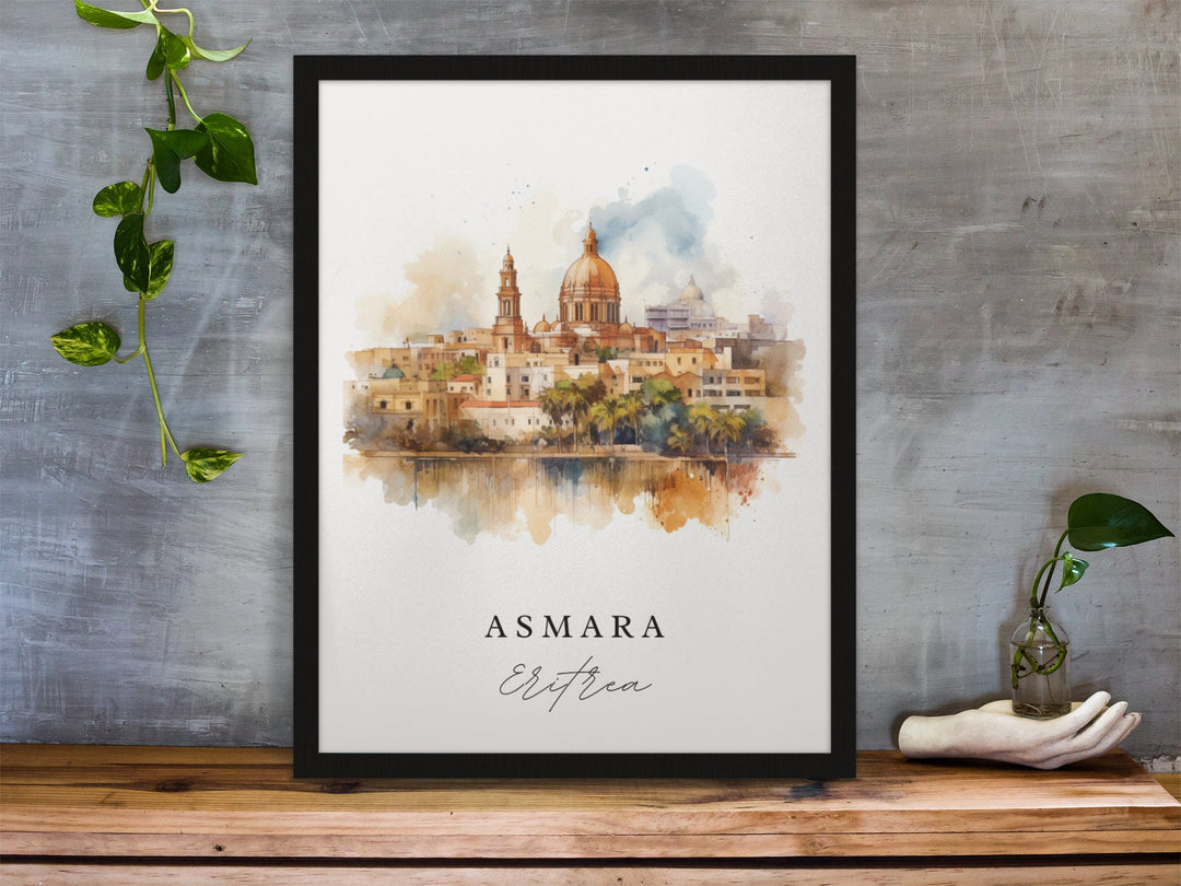 Asmara Wall Art, Asmara Print, Asmara Watercolor Art, Asmara Eritrea Gift, Eritrea Travel Poster, Housewarming Gift