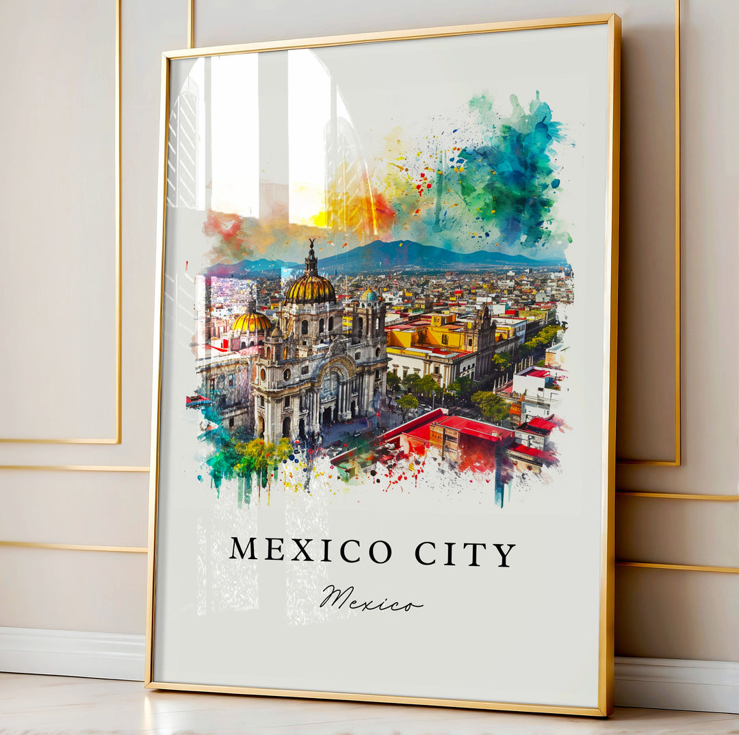 Mexico City watercolor travel art - Mexico, Mexico City print, Wedding gift, Birthday present, Custom Text, Perfect Gift