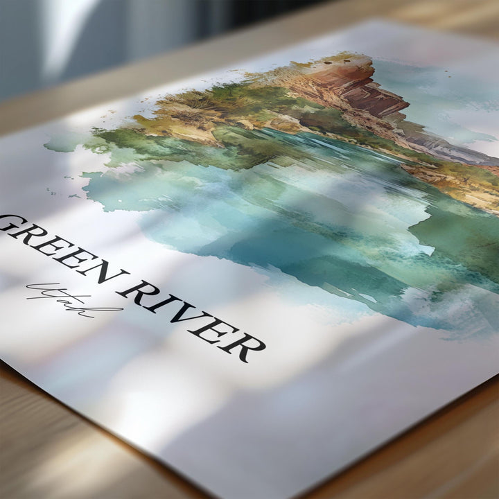 Green River Wall Art, Emery County Print, Utah Watercolor Art, Green River UT Gift, Travel Print, Travel Poster, Housewarming Gift
