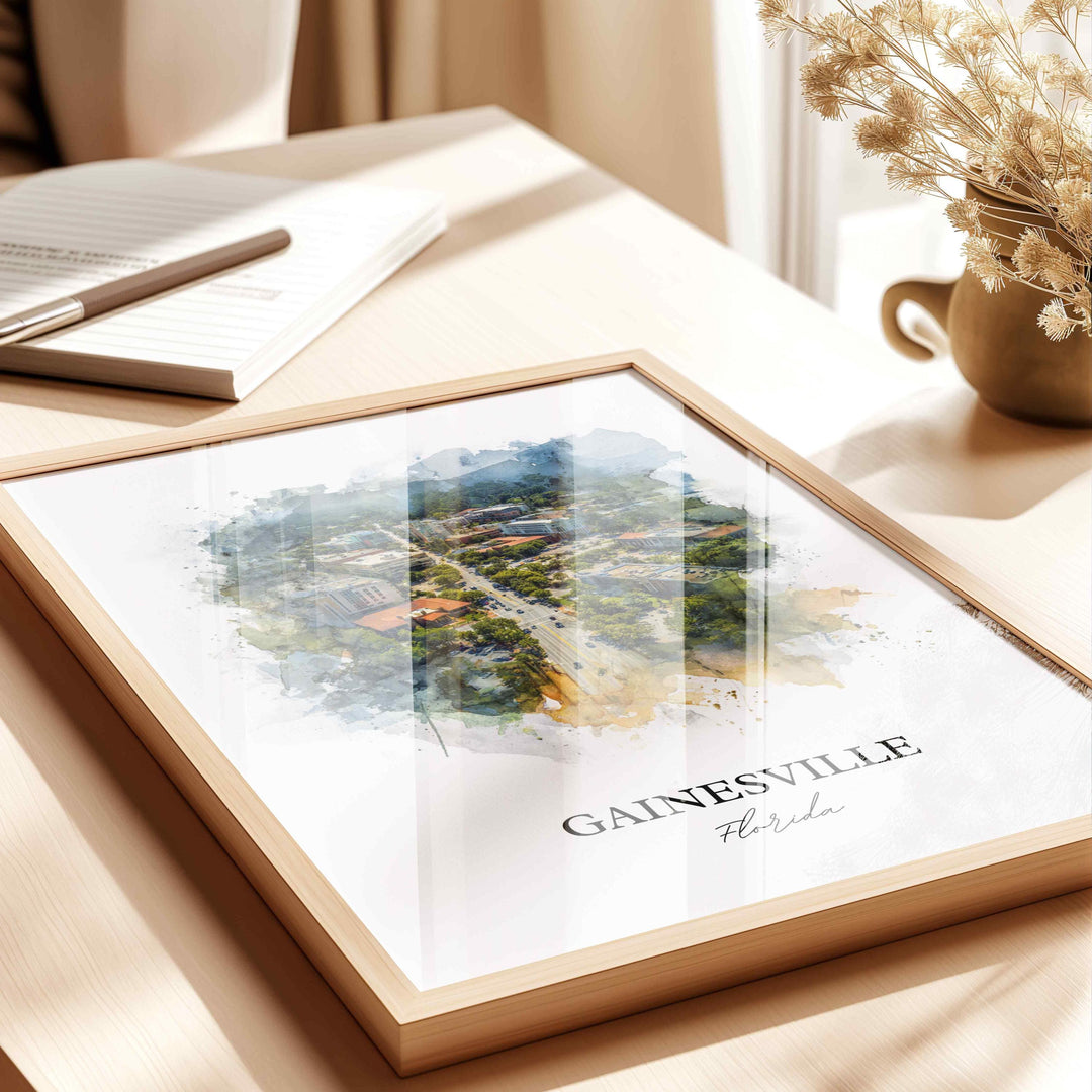 Gainesville, Florida – Watercolor Art Print