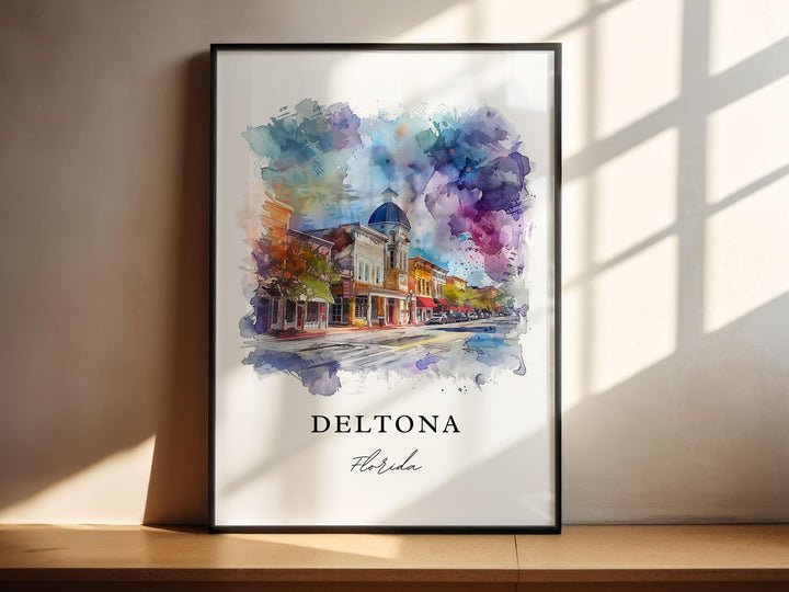 Deltona FL Wall Art, Deltona Print, Volusia County Watercolor Art, Deltona Florida Gift, Travel Poster, Housewarming Gift