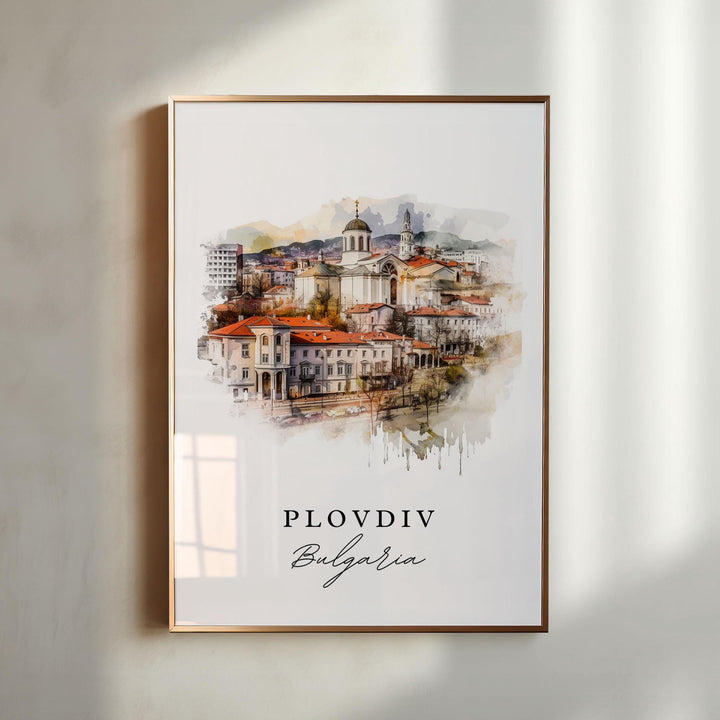 Plovdiv Bulgaria wall art - Bulgaria, Plovdiv poster, Plovdiv Wedding gift, Plovdiv Birthday present, Custom Text, Personalized Gift