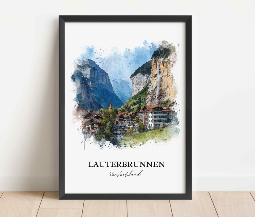Lauterbrunnen, Switzerland – Watercolor Art Print