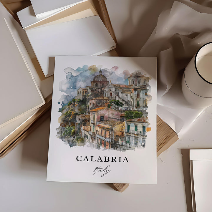 Calabria Italy Wall Art, Calabria Print, Calabria Watercolor Art, Calabria Italia Gift, Travel Poster, Housewarming Gift