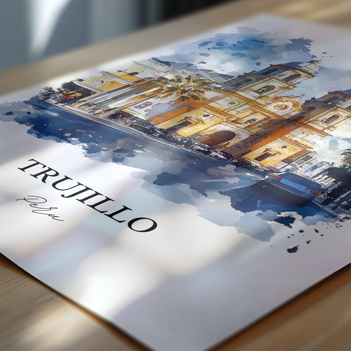 Trujillo Peru Wall Art, La Libertad Print, Peru Watercolor Art, Trujillo Peru Gift, Travel Print, Travel Poster, Housewarming Gift