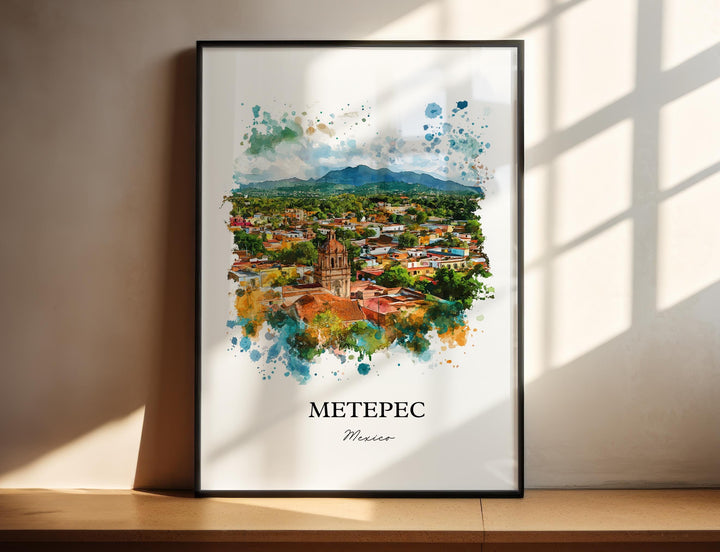 Metepec MX Wall Art, Toluca Print, Mexico Watercolor Art, Metepec Gift, Travel Print, Travel Poster, Housewarming Gift