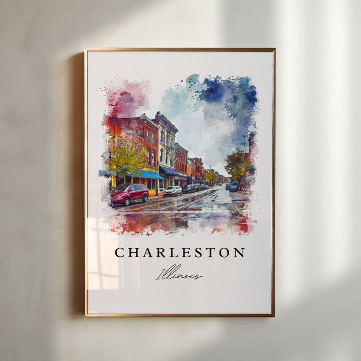 Charleston Illinois wall art - IL, Charleston print, Charleston IL gift, Birthday present, Custom Text, Perfect Gift