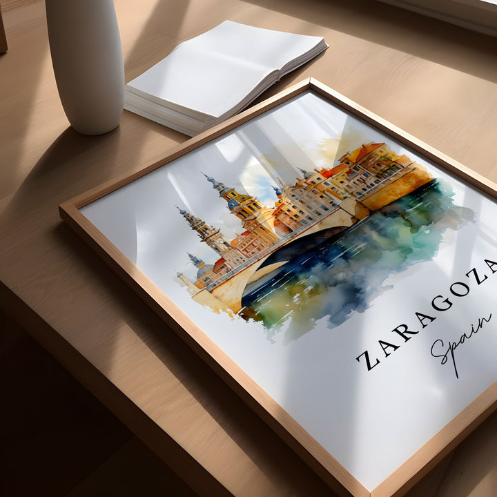 Zaragoza Spain Wall Art, Zaragoza Print, Zaragoza Watercolor Art, Zaragoza Espana Gift,