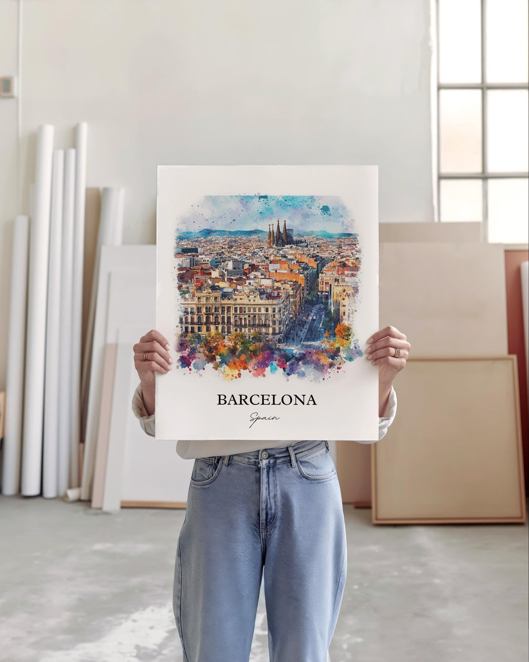Barcelona Spain Wall Art, Barcelona Print, Spain Watercolor Art, Barcelona Spain Gift, Travel Print, Travel Poster, Housewarming Gift