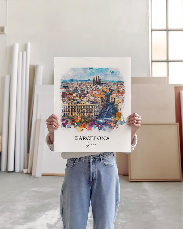 Barcelona Spain Wall Art, Barcelona Print, Spain Watercolor Art, Barcelona Spain Gift, Travel Print, Travel Poster, Housewarming Gift