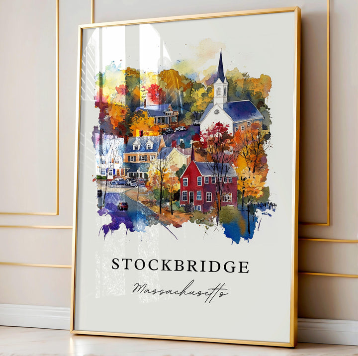 Stockbridge MA Wall Art, Stockbridge Print, Berkshires Watercolor Art, Stockbridge MA Gift,