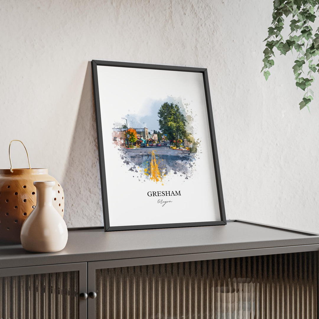 Gresham, Oregon Wall Art, Gresham Print, Oregon Watercolor Art, Willamette Valley Gift, Travel Print, Travel Poster, Housewarming Gift