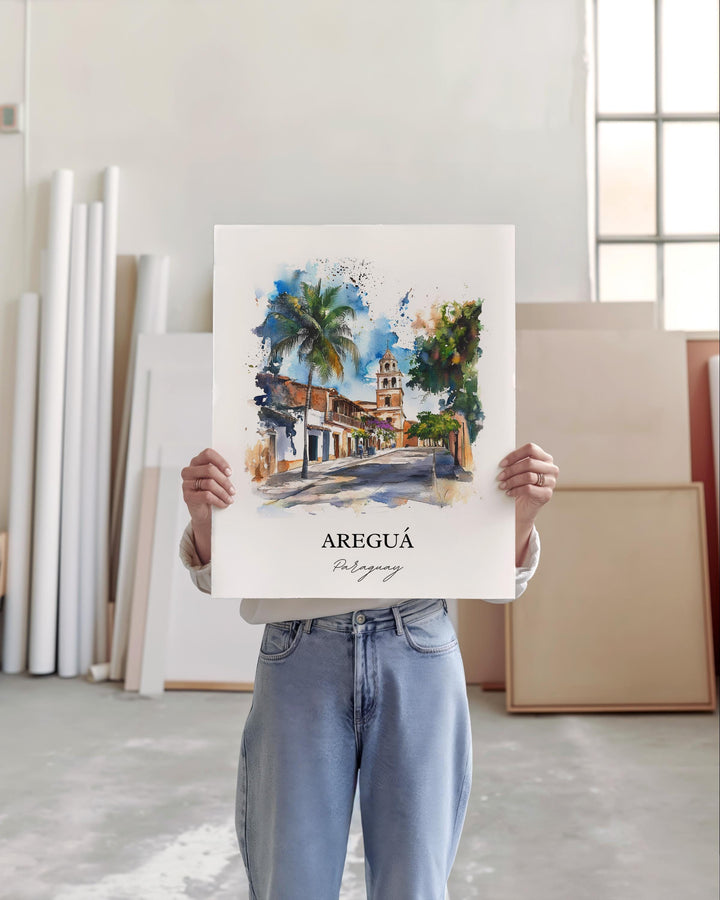 Areguá Paraguay Wall Art, Areguá Print, Paraguay Watercolor Art, Areguá Paraguay Gift, Travel Print, Travel Poster, Housewarming Gift
