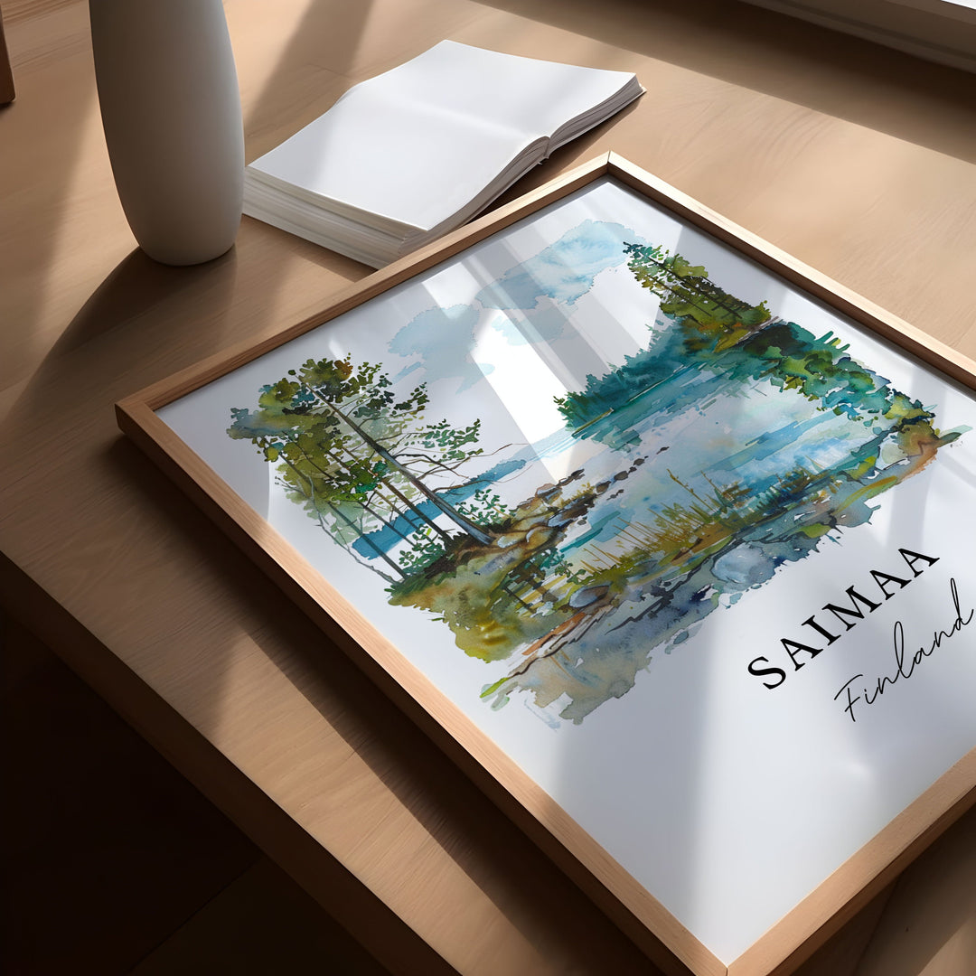 Saimaa Wall Art, Finland Print, Saimaa Watercolor, Saima Lake Finland Gift,