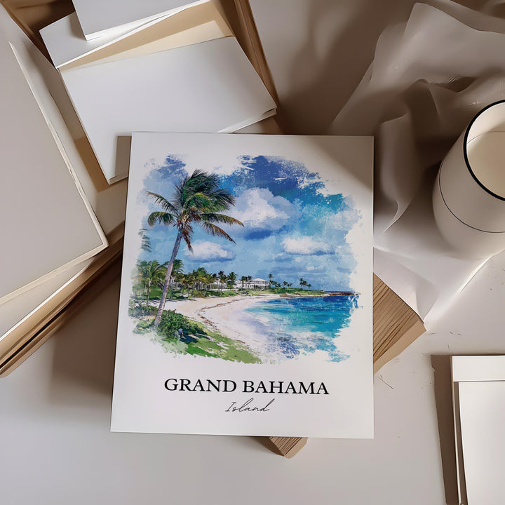 Grand Bahama Island Art, Bahamas Print, Bahamas Watercolor Art, Grand Bahama Island Gift, Travel Print, Travel Poster, Housewarming Gift