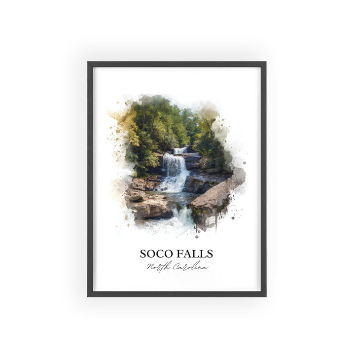 Soco Falls Wall Art, Soco Falls NC Print, North Carolina Watercolor Art, Maggie Valley Gift, Travel Print, Travel Poster, Housewarming Gift