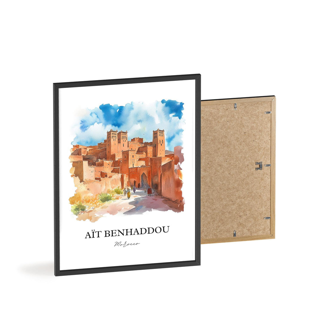 Ait Benhaddou Wall Art, Marrakesh Print, Morocco Watercolor Art, Ait Benhaddou Gift, Travel Print, Travel Poster, Housewarming Gift