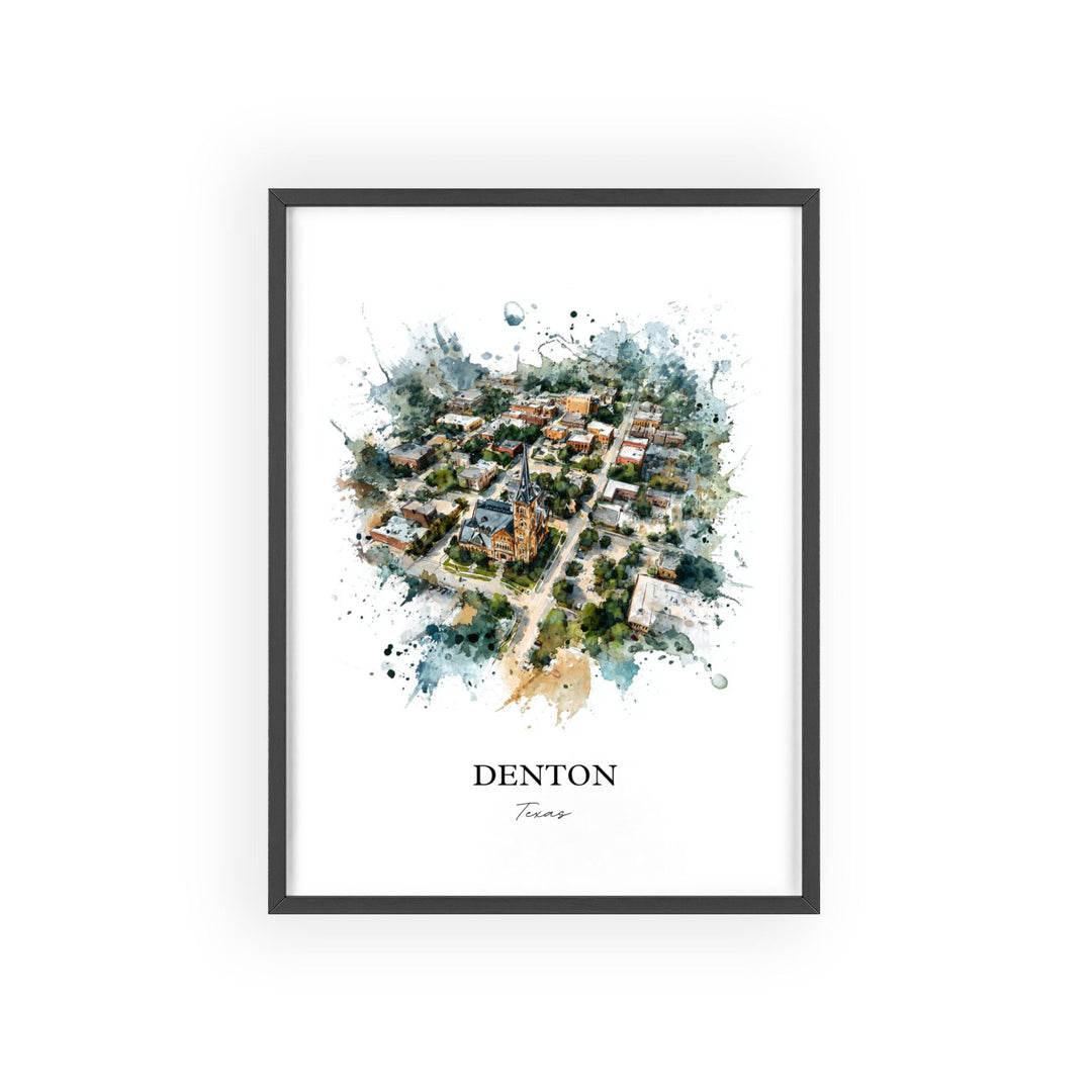 Denton, Texas – Watercolor Art Print